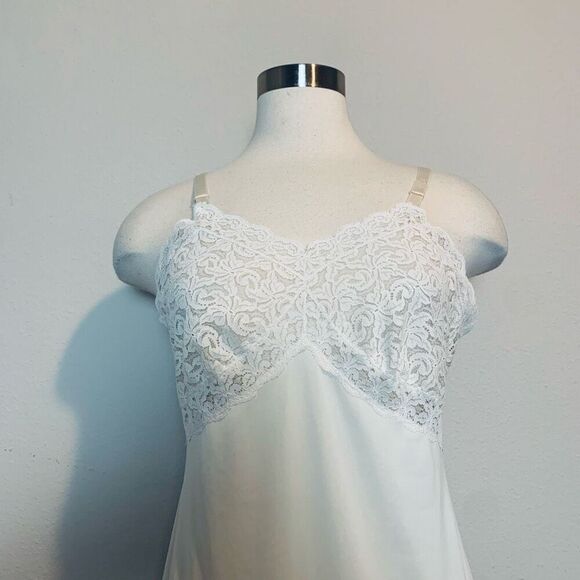 Vintage VTG Ivory Lace Scallop Slip Dress Nightgown 34 Small Medium - Picture 2 of 5